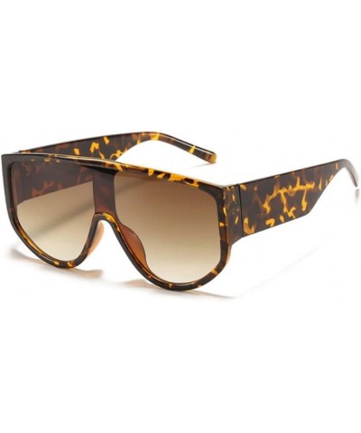 Oversized Flat Sunglasses Women Fashion One Piece Square Sunglasses Men Yellow Green Shades Leopard Brown $19.31 Oversized