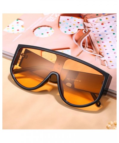 Oversized Flat Sunglasses Women Fashion One Piece Square Sunglasses Men Yellow Green Shades Leopard Brown $19.31 Oversized