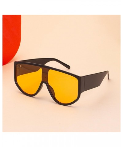 Oversized Flat Sunglasses Women Fashion One Piece Square Sunglasses Men Yellow Green Shades Leopard Brown $19.31 Oversized