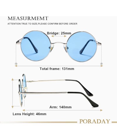 Circle Lennon Glasses Retro Round Polarized Sunglasses Hippie Style Small Circle Sun Glasses A2 Silver/Clear Blue $9.00 Aviator