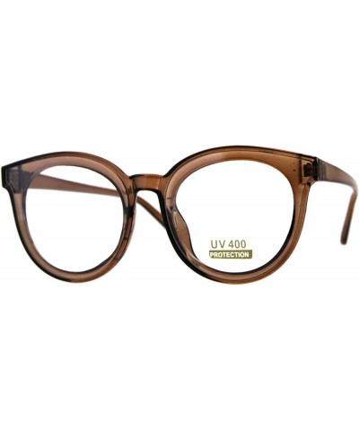 Womens Round Horn Rim Sunglasses Oversized Fashion UV 400 Brown (Clear) $9.25 Wayfarer