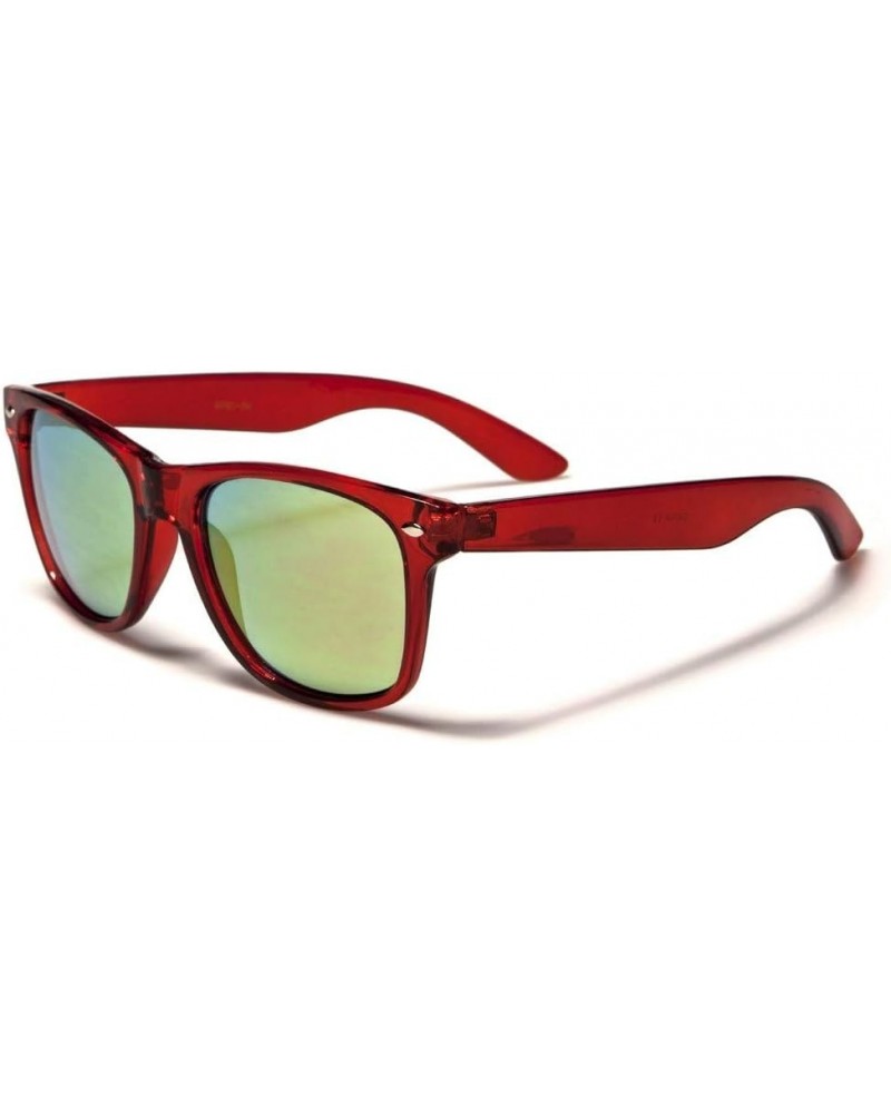 CLASSIC MIRRORED UNISEX SUNGLASSES - WF01RV (Neon Red) $5.29 Designer