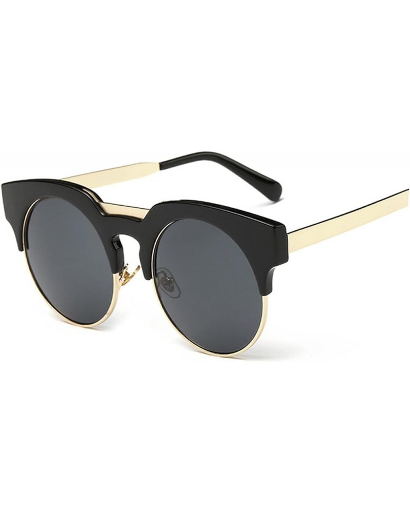 Retro Round Metal Trendy Men's and Women's Outdoor Decorative Sunglasses (Color : D, Size : 1) 1 F $15.16 Designer