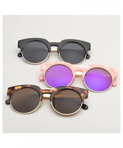 Retro Round Metal Trendy Men's and Women's Outdoor Decorative Sunglasses (Color : D, Size : 1) 1 F $15.16 Designer