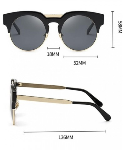 Retro Round Metal Trendy Men's and Women's Outdoor Decorative Sunglasses (Color : D, Size : 1) 1 F $15.16 Designer