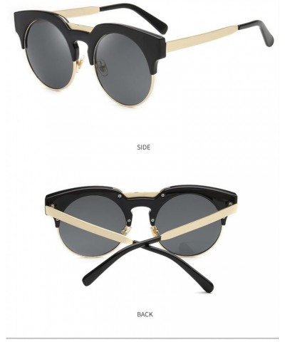 Retro Round Metal Trendy Men's and Women's Outdoor Decorative Sunglasses (Color : D, Size : 1) 1 F $15.16 Designer