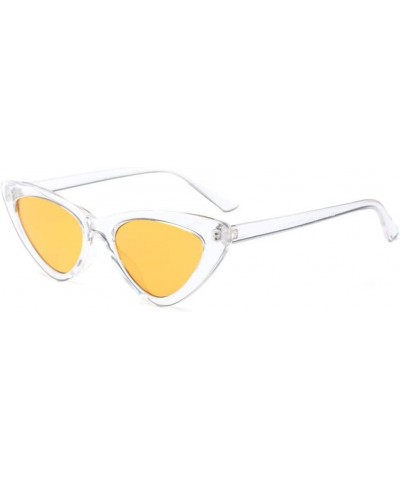 Retro/Vintage Sunglasses Women Cateye Spring Hinge Frame UV400 Glasses C6/Transparent Yellow $8.35 Cat Eye