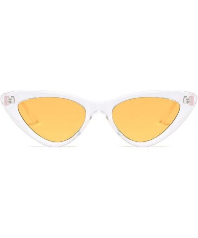 Retro/Vintage Sunglasses Women Cateye Spring Hinge Frame UV400 Glasses C6/Transparent Yellow $8.35 Cat Eye