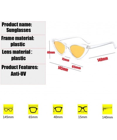 Retro/Vintage Sunglasses Women Cateye Spring Hinge Frame UV400 Glasses C6/Transparent Yellow $8.35 Cat Eye