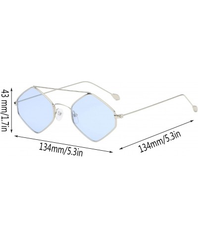 2023 Womens Trendy Sunglasses Fun Rimless Square Sunglasses Cute Cool Glasses Party Unisex Vintage Style Eyeglasses (Blue, On...