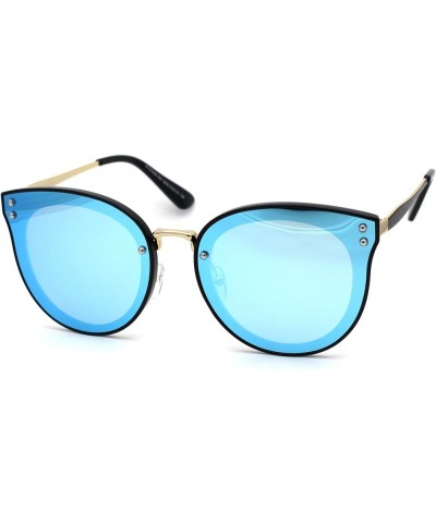 Womens Polarized Inset Lens Round Hipster TR90 Horn Rim Sunglasses Black Gold Blue Mirror $11.37 Designer