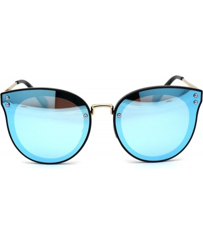 Womens Polarized Inset Lens Round Hipster TR90 Horn Rim Sunglasses Black Gold Blue Mirror $11.37 Designer