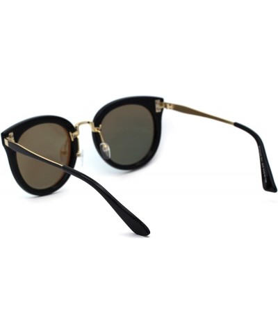 Womens Polarized Inset Lens Round Hipster TR90 Horn Rim Sunglasses Black Gold Blue Mirror $11.37 Designer