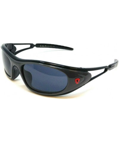 Khan Slim Wrap Around Sport Sunglasses Black & Grey Frame Black Super Dark $10.59 Sport