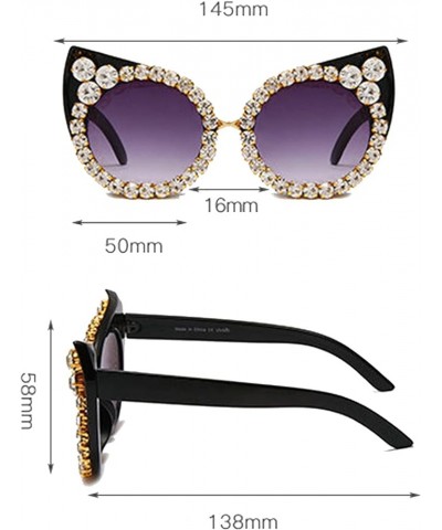 Cat Eye Sunglasses Diamond Crystal Women Rhinestone Sun Glasses Summer Eyewear UV400 Black&white $10.56 Designer