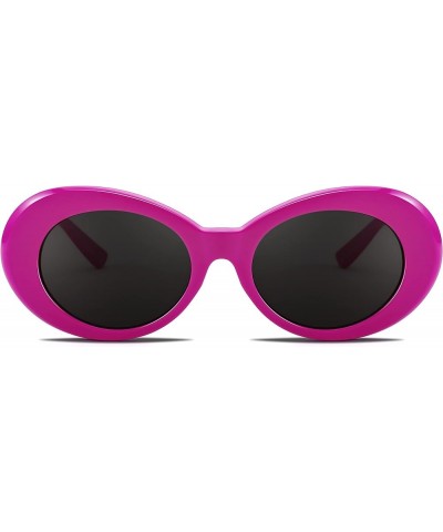 Sunglasses White Oval Clout Goggles for Women Men Retro Round Trendy Rimmed Clueless Costume Frame B2253 Rose Red $9.17 Goggle