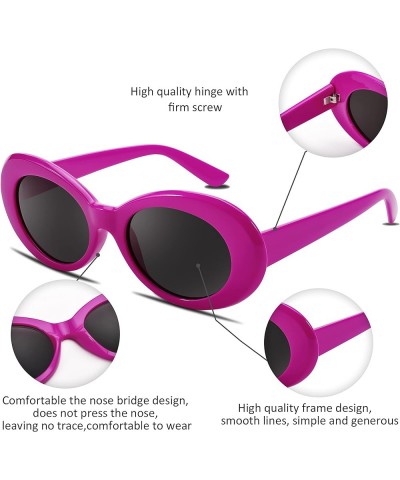 Sunglasses White Oval Clout Goggles for Women Men Retro Round Trendy Rimmed Clueless Costume Frame B2253 Rose Red $9.17 Goggle