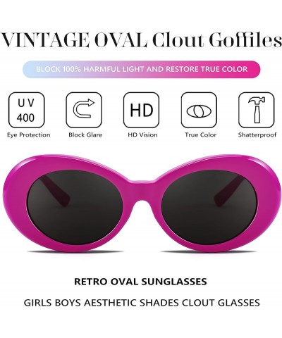 Sunglasses White Oval Clout Goggles for Women Men Retro Round Trendy Rimmed Clueless Costume Frame B2253 Rose Red $9.17 Goggle