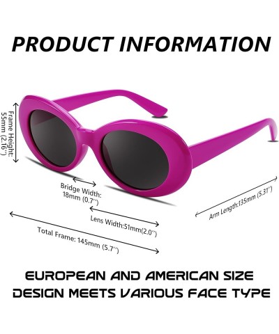 Sunglasses White Oval Clout Goggles for Women Men Retro Round Trendy Rimmed Clueless Costume Frame B2253 Rose Red $9.17 Goggle