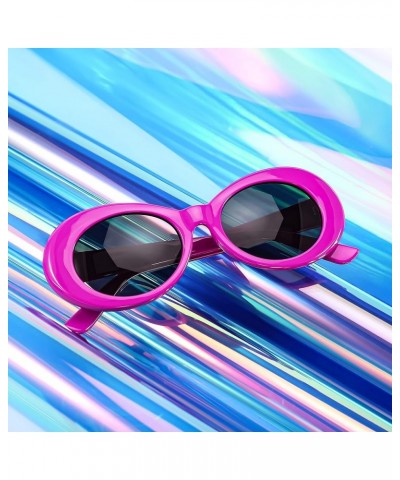 Sunglasses White Oval Clout Goggles for Women Men Retro Round Trendy Rimmed Clueless Costume Frame B2253 Rose Red $9.17 Goggle