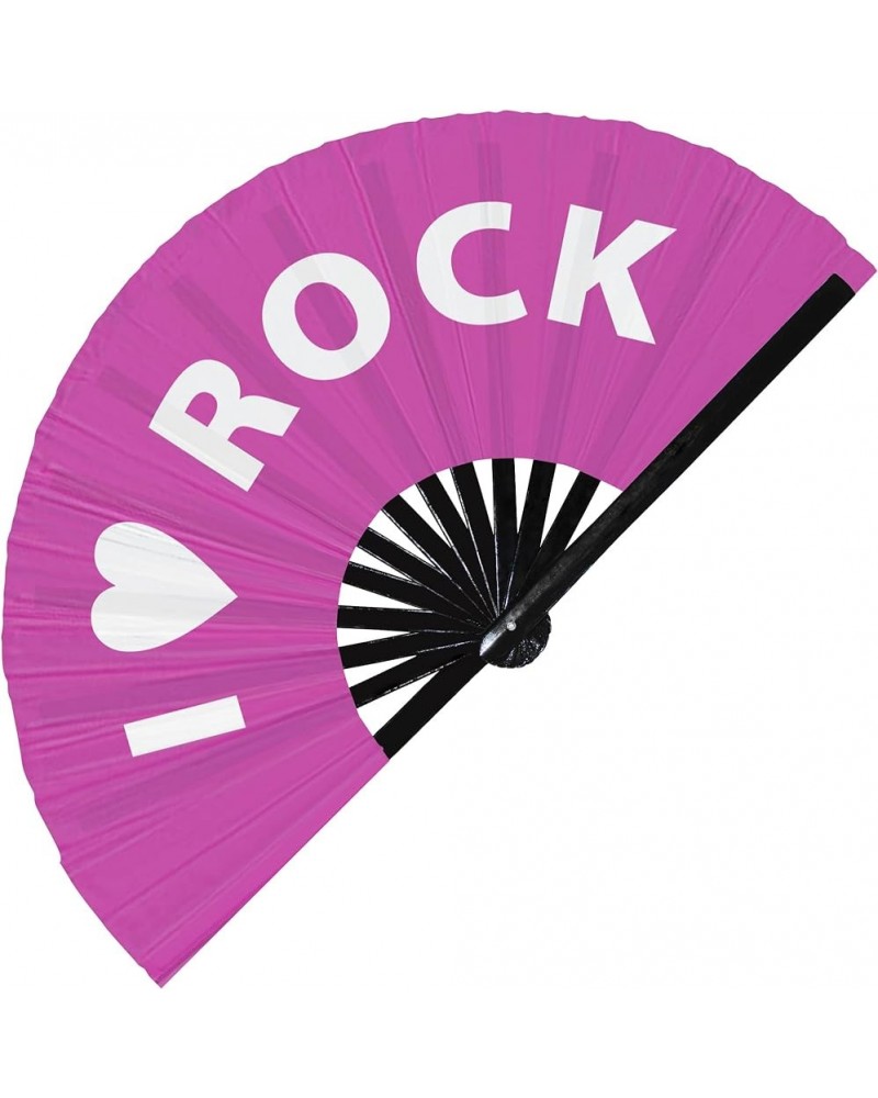 I Love Rock Hand Fan Foldable Bamboo Circuit Rave Hand Fans Heart Music Genre Rave Parties Gifts Festival Accessories (White)...