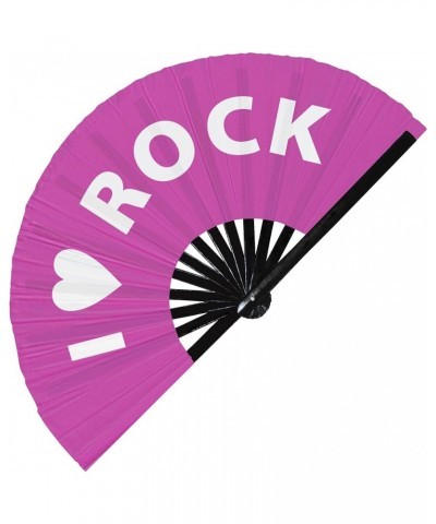 I Love Rock Hand Fan Foldable Bamboo Circuit Rave Hand Fans Heart Music Genre Rave Parties Gifts Festival Accessories (White)...