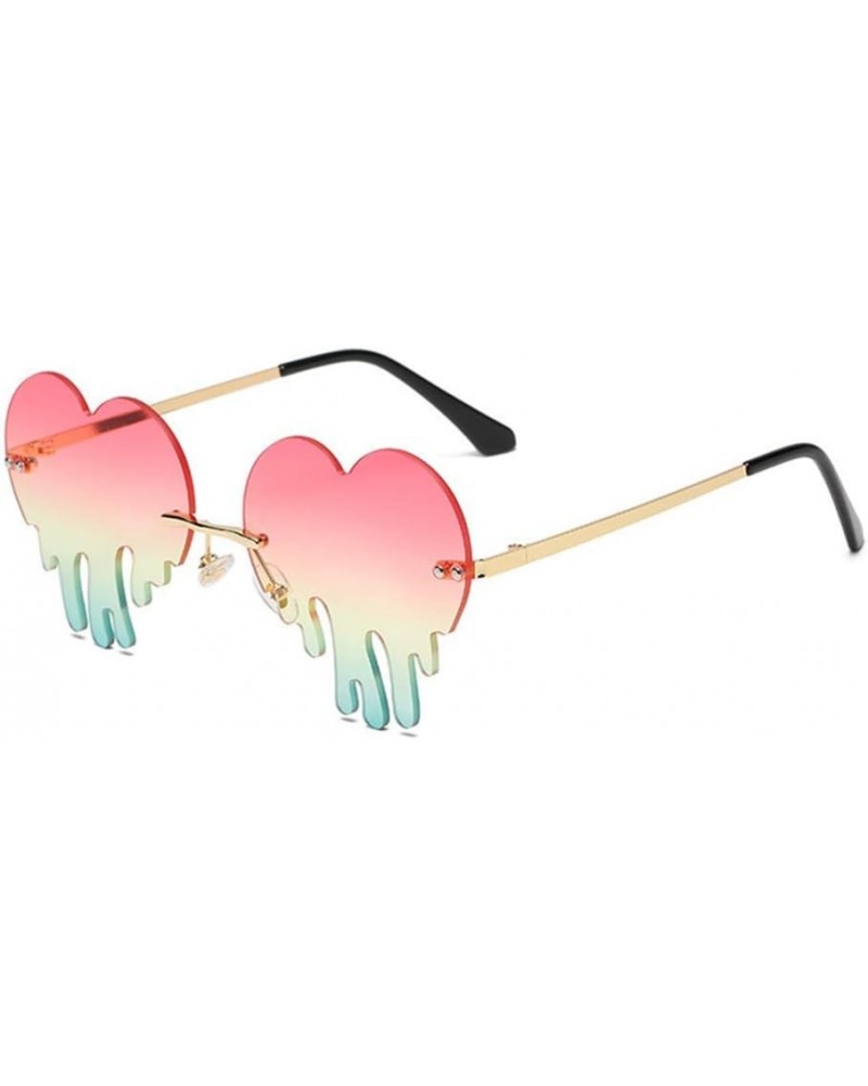 Melting Heart Sunglasses for Men/Women Rimless Irregular Party Unique Sun Glasses Pink/Green $8.66 Rimless