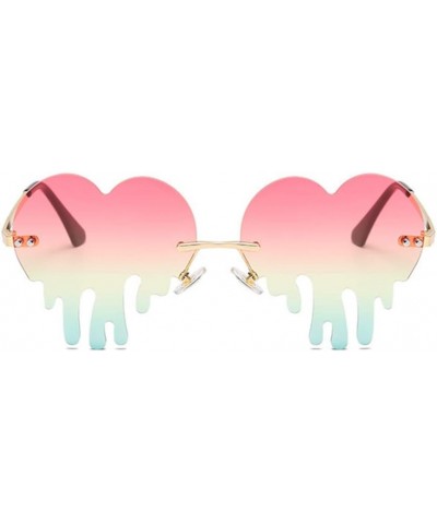 Melting Heart Sunglasses for Men/Women Rimless Irregular Party Unique Sun Glasses Pink/Green $8.66 Rimless