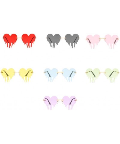 Melting Heart Sunglasses for Men/Women Rimless Irregular Party Unique Sun Glasses Pink/Green $8.66 Rimless