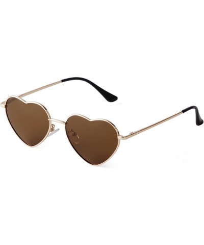 Retro Heart Sunglasses Polarized for Women Men Heart Shaped Glasses Metal Frame Spring Hinge Gold/Tea $8.86 Heart