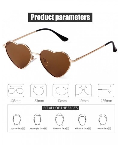 Retro Heart Sunglasses Polarized for Women Men Heart Shaped Glasses Metal Frame Spring Hinge Gold/Tea $8.86 Heart