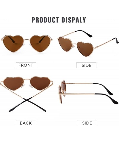 Retro Heart Sunglasses Polarized for Women Men Heart Shaped Glasses Metal Frame Spring Hinge Gold/Tea $8.86 Heart