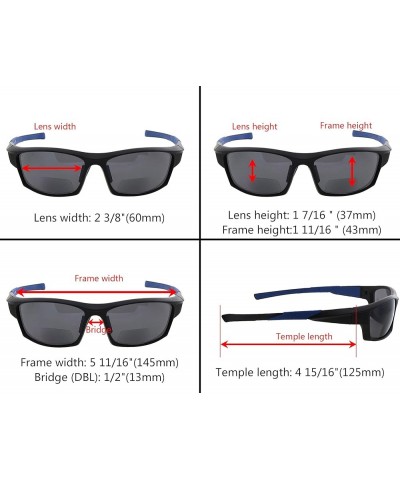 TR90 Sports Bifocal Sunglasses Baseball Running Fishing Driving Golf Softball Hiking Readers (Black Frame Grey Temple, 1.75) ...