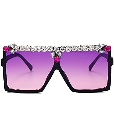 Oversized Square Sunglasses Women Fashion Diamond Sunglasses Men Retro Rhinestone Eyeglasses 5pink $18.45 Oversized