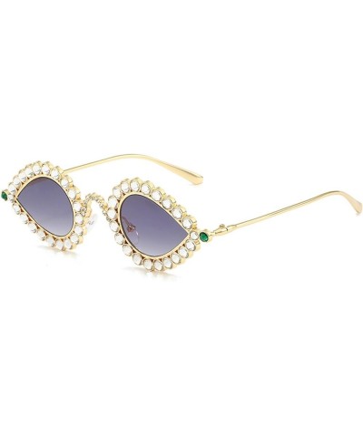 Small Cute Cat Eye Rhinestone Sunglasses Vintage Metal Frame Diamond Eyewear Bling Sunglasses for Women Girls Party Gray $10....