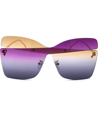 Womens Double Cross Asymmetrical Shield Designer Sunglasses Brown Purple Black $11.77 Shield