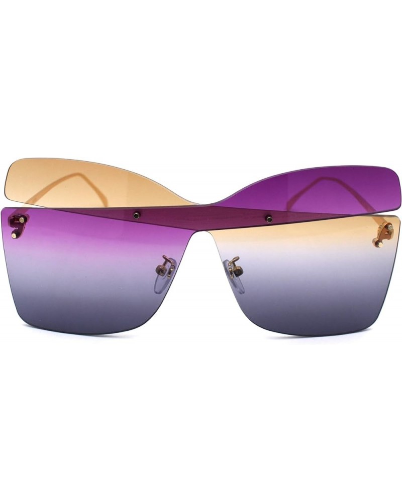 Womens Double Cross Asymmetrical Shield Designer Sunglasses Brown Purple Black $11.77 Shield