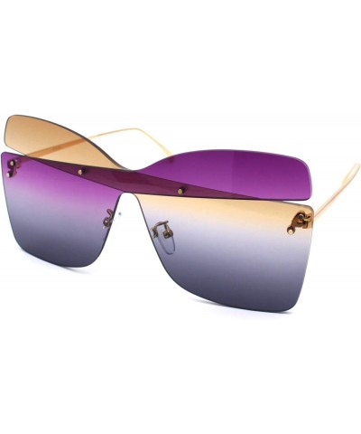 Womens Double Cross Asymmetrical Shield Designer Sunglasses Brown Purple Black $11.77 Shield