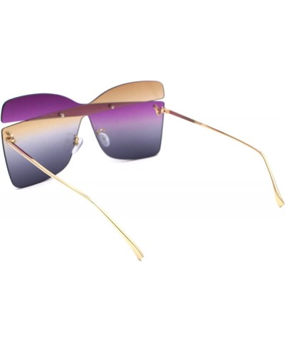 Womens Double Cross Asymmetrical Shield Designer Sunglasses Brown Purple Black $11.77 Shield