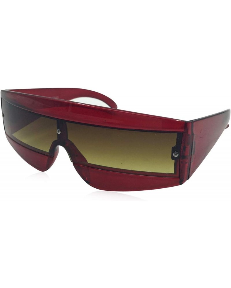 Oversize Techno Eye Shield Protection Sunglasses Red $8.39 Oversized