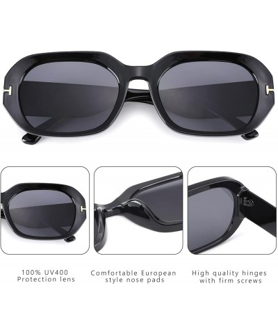 Retro Rectangle Sunglasses for Women Trendy Square Frames Eyewear UV Protection Vintage 90s Sun Glasses Gray $5.89 Square