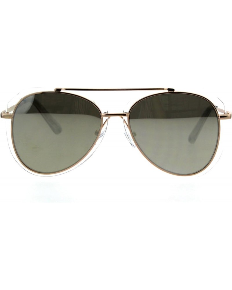 Trendy Double Rim Tear Drop Shape Racer Pilots Sunglasses Rose Gold Gold Mirror $10.05 Pilot