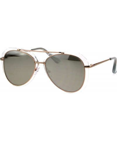 Trendy Double Rim Tear Drop Shape Racer Pilots Sunglasses Rose Gold Gold Mirror $10.05 Pilot