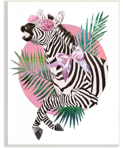 Pink Bow Zebra Funky Animal Sunglasses Tropical Palms, Designed by Ziwei Li Wall Plaque, 10 x 15, Off- White 10x15 Off-white ...