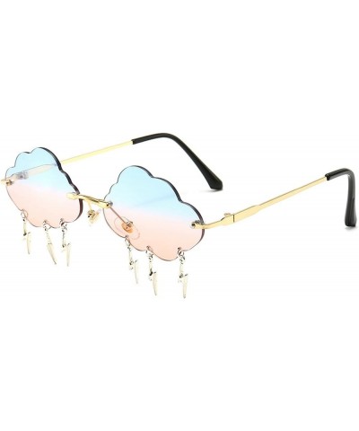 2 Pairs Rimless Cute Sunglasses Women Trendy Vintage Clouds Lightning Shaped Sunglasses men's Cloud Tassel Glasses 3pcs Blue ...