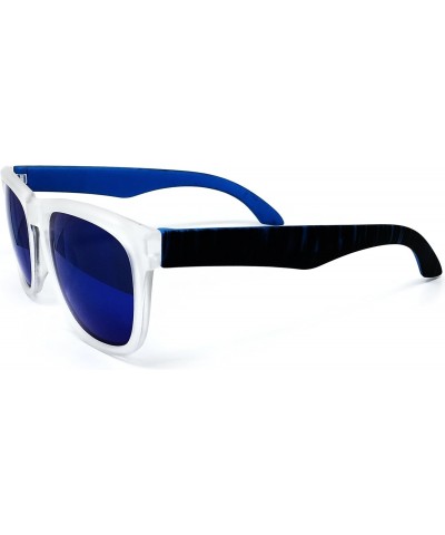 RAKOSTA c531 Retro Matte Clear Horned Rim Flash Mirrored Sunglasses (BLUE LEG, Clear Matte) $10.12 Square