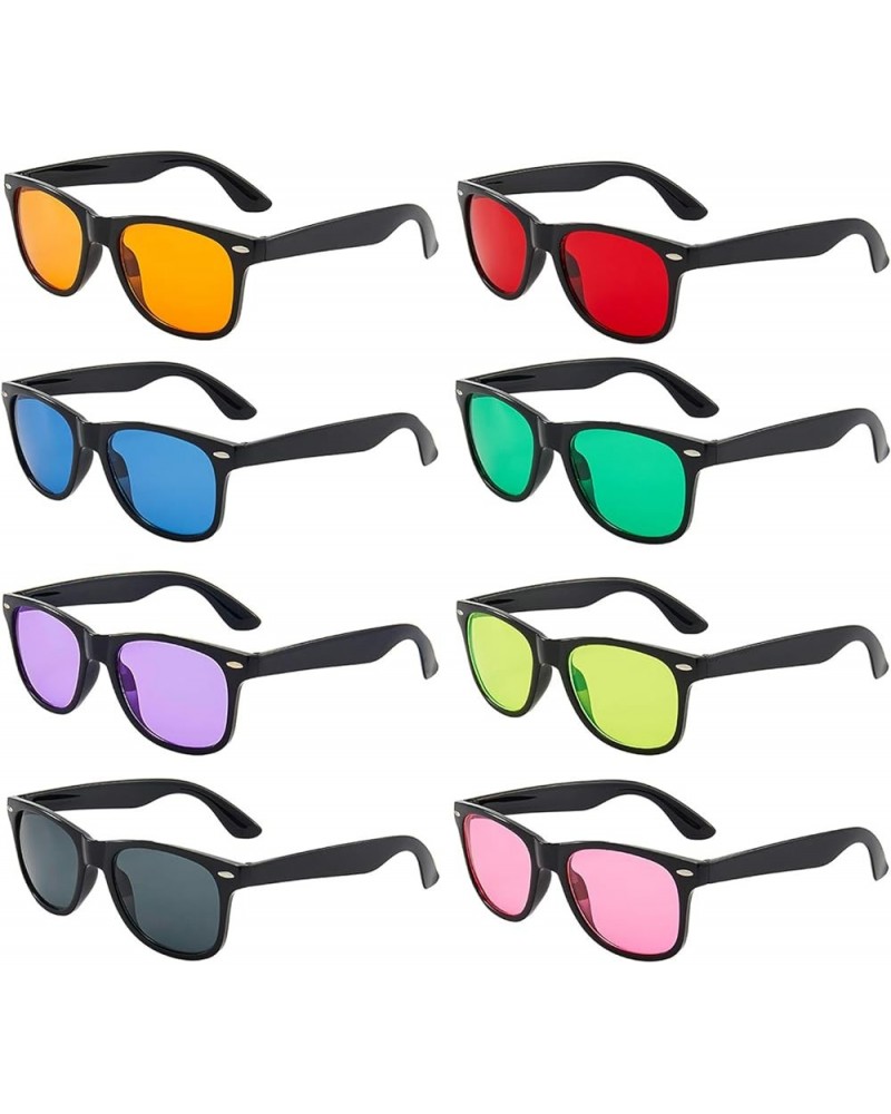 Neon Colors Party Favor Supplies Unisex Sunglasses Pack of 8 Black/Colored Lens $10.12 Rectangular