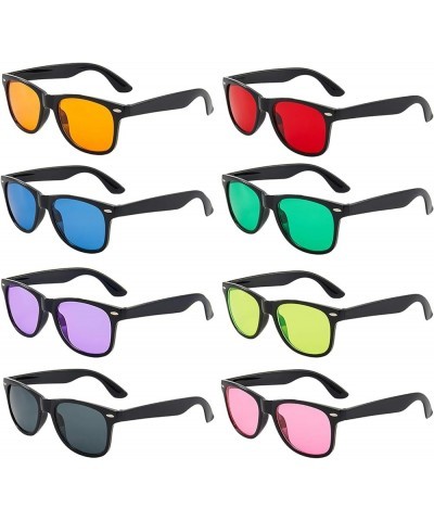 Neon Colors Party Favor Supplies Unisex Sunglasses Pack of 8 Black/Colored Lens $10.12 Rectangular