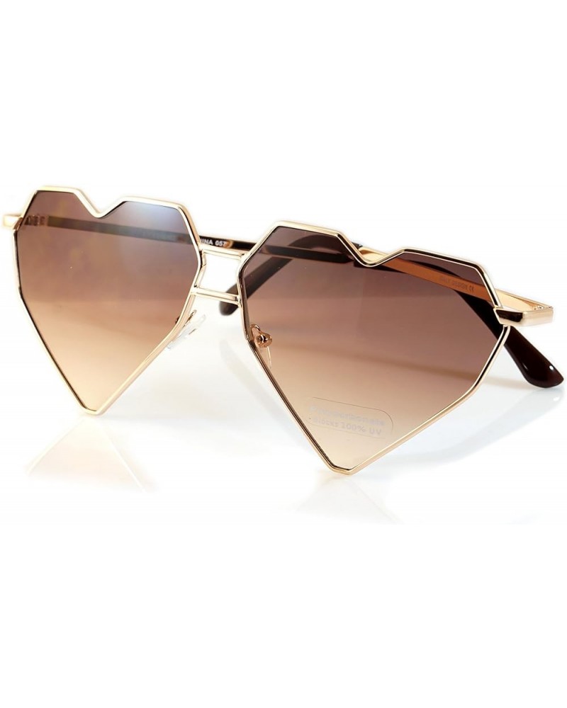 FBL Mega Size Metal Color Tinted Two Tone Gradient Lens Heart Sunglasses A177 Brownish Black $9.15 Designer