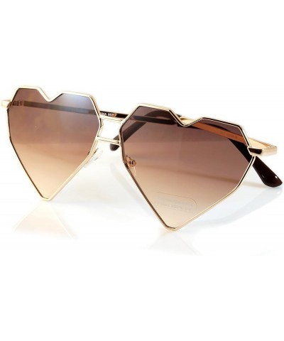 FBL Mega Size Metal Color Tinted Two Tone Gradient Lens Heart Sunglasses A177 Brownish Black $9.15 Designer